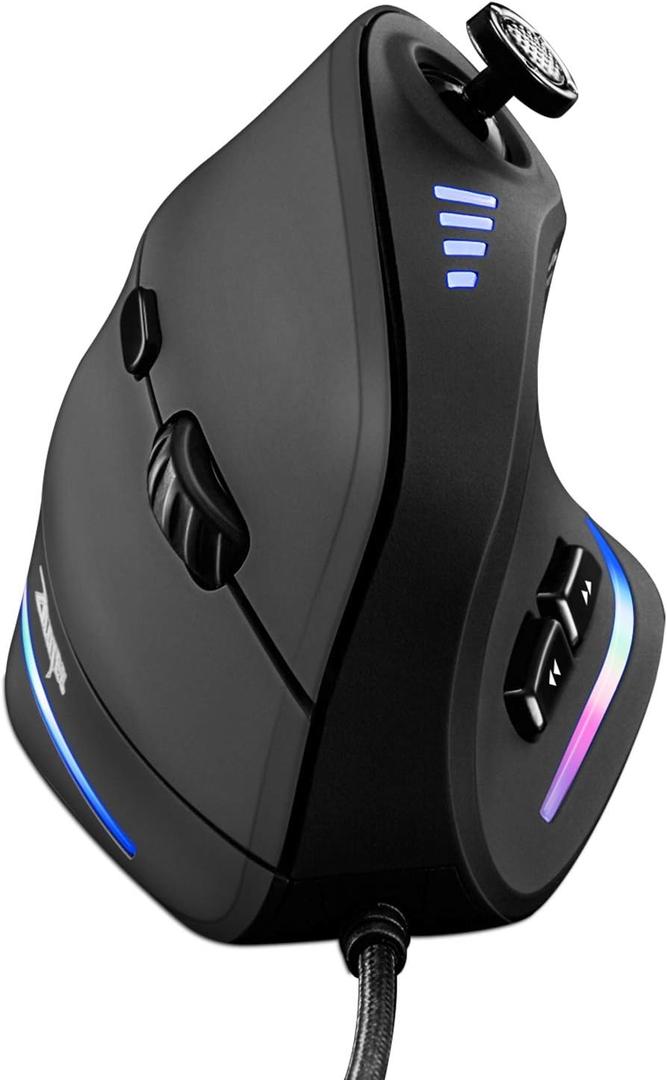 TRELC Gaming Mouse with 5 D Rocker, Ergonomic Mouse with 10000 DPI/11 Programmable Buttons, Vertical Gaming Mice Wired for PC/Laptop/E-Sports/Gamer (Black)