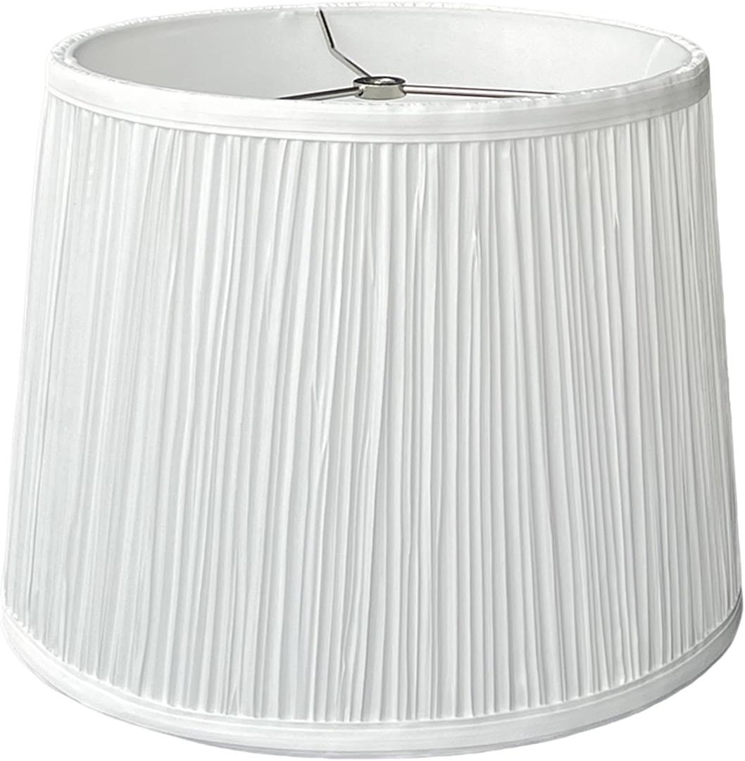 TOOTOO STAR Drum Lamp Shade Replacement, 10.5" x 12" x 9" Small White Pleated Fabric Lampshade with Spider Fitter, Traditional Design for Table Lamp and Floor Lamp