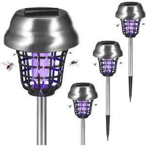 4 Pack Solar Bug Zapper Outdoor Solar Mosquito Zapper Outdoor Mosquito Repellent Outdoor,Mosquito Trap Used to Keep Gnat Small Flying Insect Away,Solar Bug Zapper Outside