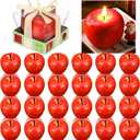Tondiamo 24pcs Apple Candle Christmas Artificial Creative 3D Apple Shaped Candle Gifts for Women Party Wax Gifts for Christmas Party Home Table Decor Mother Gift (Red)