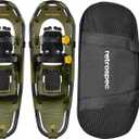 Retrospec Drifter Snowshoes for Women & Men - Lightweight Aluminum Frame Snow Shoes with Double Ratchet Binding System, Heel Lifts & Carry Bag for All Terrain Hiking & Winter Sports (21", Olive)