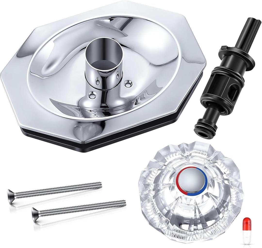 Dreyoo Compatible with Price/Pfister Avante Trim Kit, Applied for Tub and Shower Faucet, Push Pull Shower Valve Parts with Cartridge, Escutcheon, Screws, Sleeve, Handle and Gasket (Chrome)