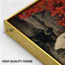 Large Oriental Asian Wall Art Chinese Painting Wall Decor for Living Room Abstract Red Plum Blossom Landscape Picture Prints Watercolor Mountain Poster Canvas Artwork Home Office Decorations 14x48”