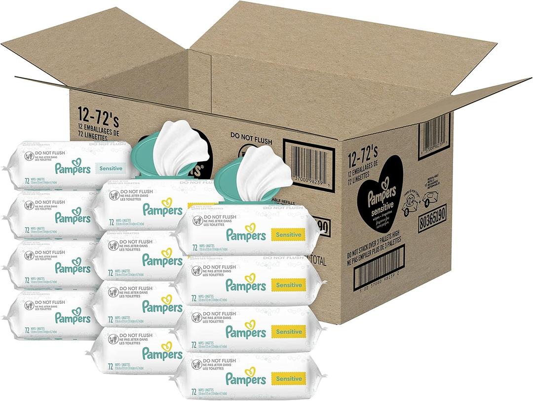 pampers sensitive baby wipes 864 ct OLD (72 Count (Pack of 12))