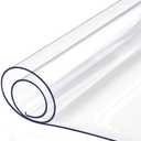 24x48 Inch Clear Table Cover Protector for Kitchen Dining Room Wood Furniture Plastic Tablecloth Protector Easy Clean PVC Desk Pad Vinyl Coffee Side Table Protectors Pads Vanity End Table Mat (New Version Clear Color)