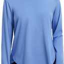 baleaf Women's Long Sleeve Workout Shirts with Elastic Thumb Loop (Blue)