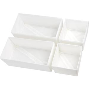 Washable Cloth Drawer Organizer, Set of 4 Foldable Sock Dresser Drawer Organizers Storage Boxes, Fabric Storage Boxes Closet Cabinet Organizer for Clothes (White, 2M+2S)