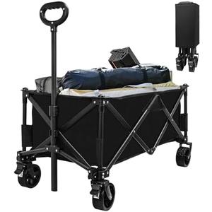 SZHLUX Collapsible Folding Wagon, Heavy Duty Garden Cart with All Terrain Wheels, Portable Large Capacity Utility Wagon Cart