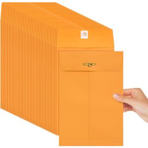 Teling 50 Pcs 5 x 7.5 Manilla Envelopes Clasp Kraft Catalog with Closure for Storing Mailing 28 lb Kraft Envelope Paper for Office Document School Business Home (Yellow)