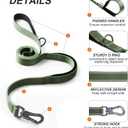 TwoEar 6FT 1IN Strong Green Dog Leash with 2 Padded Handles, Traffic Handle Extra Control, Comfortable Soft Dual Handle, Auto Lock Hook, Reflective Walking Lead for Small Medium and Large Dogs