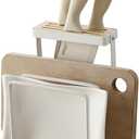 Knife Holder, Caliamary Kitchen Cabinet Knife Holder without Knives, Universal Metal Knife Block Cutting Board Organizer, Kitchen Storage Organizer. (White)