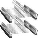 ZOBER Metal Pants Hangers with Clips - Pack of 20 Space Saving Skirt Hangers for Women - Chrome, Non-Slip, Adjustable Clips, for Pants, Skirts, Jeans Closet Organization, College Dorm Essentials