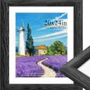 Display 20 x 24 Picture Frame Black. 1.57 Inch Wide Wood Grain Texture, Pictures 16 x 20 with Mat. Horizontal or Vertical Wall 20x24 Picture Frame.
