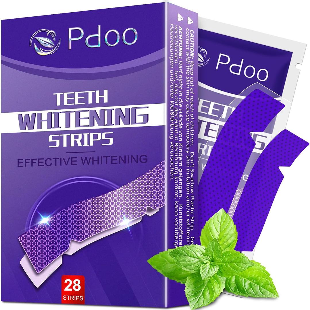 Purple Teeth Whitening Strips - 28 Teeth Whitener Strips (14 Uses) | Purple Color-Correcting Gel Technology | Teeth Whitening Kit for Sensitive Teeth | Enamel Safe, Peroxide-Free for a Brighter Smile