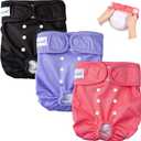 Pet Soft Washable Female Diapers (3 Pack) Female Dog Diapers, Comfort Reusable Doggy Diapers for Girl Dog in Period Heat (Sprightly, XS)