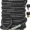 3/8" Pressure Washer Hose 100FT 4800 PSI, Kink Resistant Steel Braided Layer & NonMarking Rubber for Hot/Cold Water, High Power Washer Hose With 3/8 Inch Quick Connect & M22 Fitting, Black