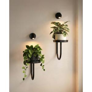 Leaf&lull Hanging Planters for Indoor Plants with Lights Wall Planter Holder Plant Stand Wall Hanging Decor 2 Pack Black