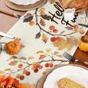 2 x Thanksgiving Table Runner, Hello Fall Pumpkin Hawthorn, Fall Table Decor Centerpieces for Home Kitchen Party Decorations 13x72 Inch