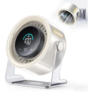 Cordless Wall Mounted Fan, Small Rechargeable Wall Fan for Bedroom and Kitchen, 100 Speeds Quiet Fan with Digital Display, 120 Tilt 2-in-1 Portable Desk Fan for Bunk Bed(White)