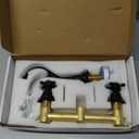 Midanya Bathroom Widespread Sink Faucet Wall Mount 3 Holes 2 Cross Knobs Brass Lavatory Basin Mixer Tap Mixing Spout Double Handles Commercial Matte Black NO Hot Cold Sign, Matt Black