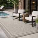 MontVoo-Outdoor Rug-Patio Rug 6x9 Polypropylene Indoor Outdoor Rugs Outdoor Carpet for Patio Deck Balcony Porch, Textured Weave, Durable for High Traffic, Fade-Resistant, Boho Farmhouse Silver Grey