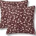 Burgundy Floral Throw Pillow Covers Vintage Rustic Old Style Square Pillow Cases 20x20 Inch Set of 2 Small Flowers Print Cushion Cover Decorative Pillowcase for Living Room Sofa Bed