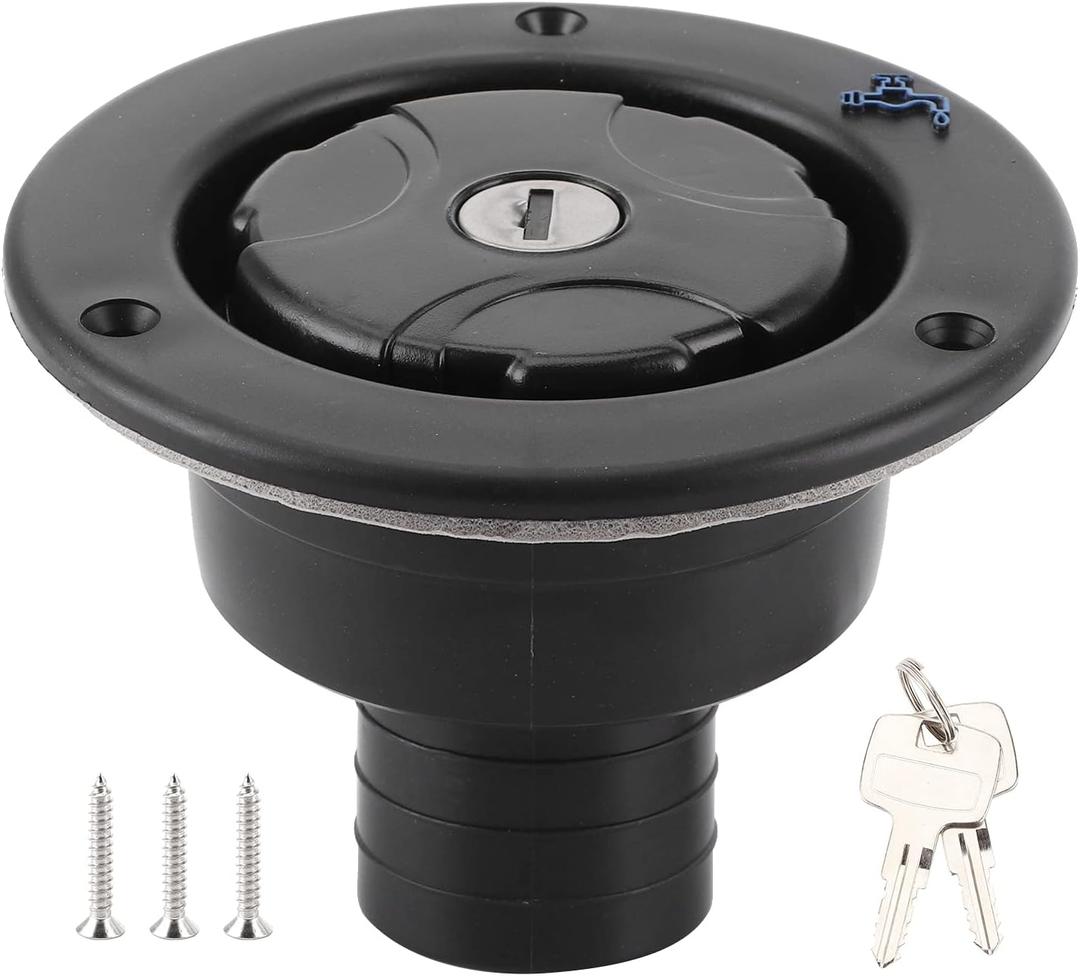 RV Water Inlet, Fresh Water Port Lockable with 2 Keys, Water Filler Water Filling Hatch for Camping Trailer RV