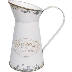 APSOONSELL Rustic Shabby Chic Vase Small Metal Vase Vintage Milk Jug Mini Pitcher Decorative Flower Vase Farmhouse Decor for Home, Kitchen, Bathroom