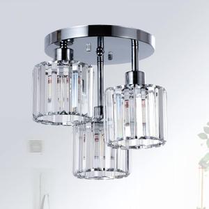 Semi Flush Mount Ceiling Light,3-Light Modern Close to Ceiling Light Fixtures,Kitchen Light with Clear Crystal Shades, Hallway Light Fixtures for Kitchen Entryway Bedroom Bathroom Foyer (Chrome)