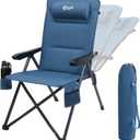 Portal Reclining Camping Chair with Adjustable Back Folding Camp Recliner for Adults Portable High Back Oversized, 350LBS (Blue), Large