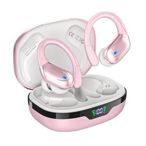 HAOYUYAN Wireless Earbuds, Sports Bluetooth Headphones, 80Hrs Playtime Ear Buds with LED Power Display, Noise Canceling Headset, IPX7 Waterproof Earphones for Workout/Running (Pink)