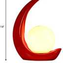 Bedside Lamp Table Lamp, Modern Creative Modern Crescent Night Light Resin 1 Bulb Bedside Table Lamp in Red with Ball Milk Glass Shade for Bedroom Living Room Kids Room College Dorm Office