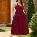 RWJ Women's Plus Size Dresses with Pockets V-Neck Sleeveless Maxi Dress for Wedding Guest Dress Formal Cocktail (XL)