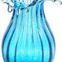 8inch Blown Glass Bubble Vase Collection Modern Art Flower Vase Decoration for Home Decor Living Room,Office,Centerpiece,Table and Wedding,Blue