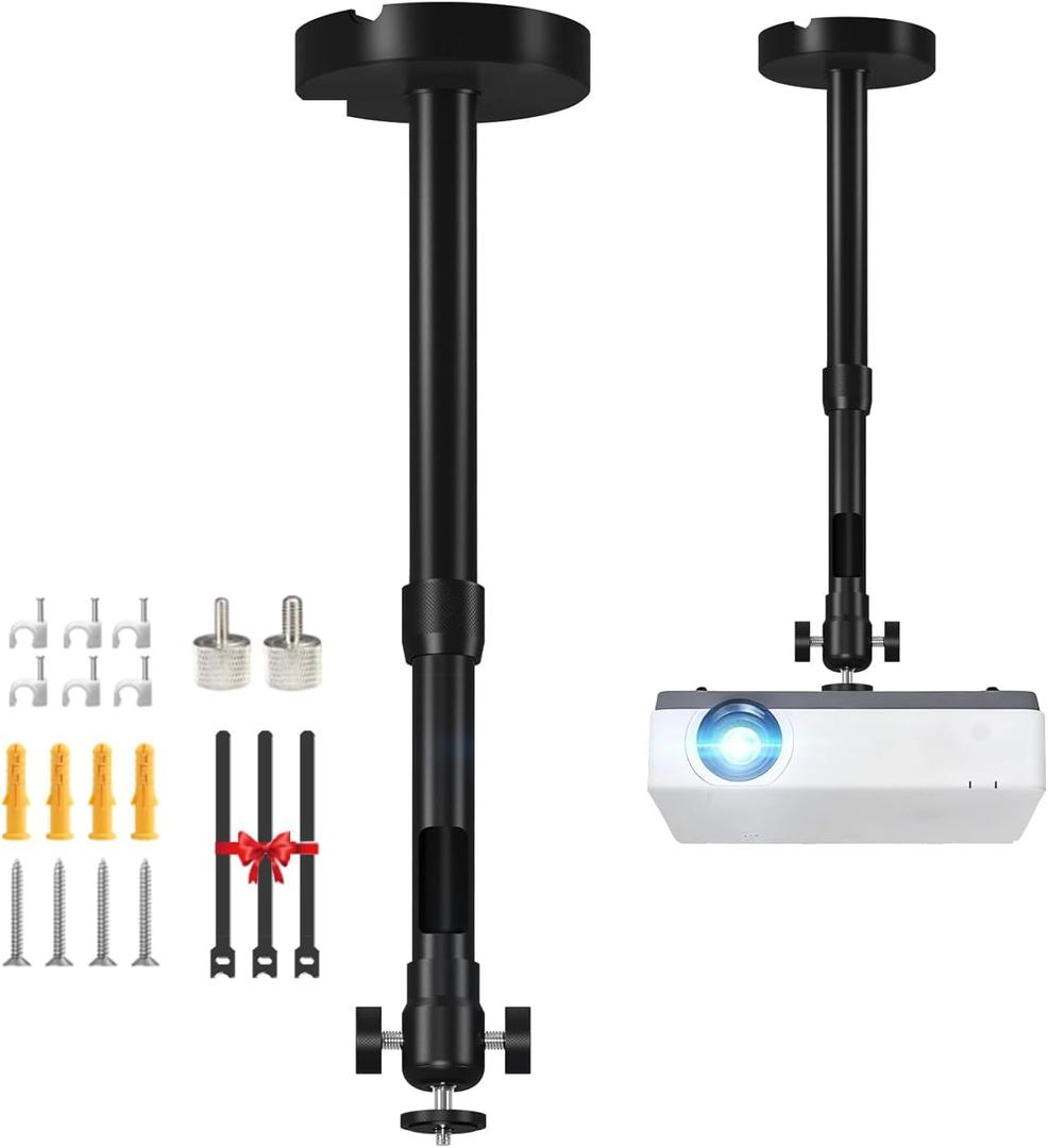 2-Be-Best Projector Mount Longer Length 14-24 in / 37-62 cm New Gimbal Projector Wall Mount 360 Rotatable Ceiling Projectors Mounts Adjustable Bracket Black