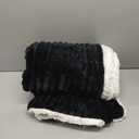 INFIIXSO Sherpa Throw Blanket for Couch - Super Soft & Warm Striped Fleece Blanket, Cozy Plush Fluffy Blanket All Season Use (Black, 50x60 Inches)