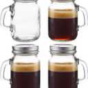 Bincoo 4oz Espresso Shot Glass Espresso Cups With Leak-Proof Lid and Handle, Portable Travel Coffee Shot Glasses for Beans, Syrup, Cocoa Powder, Wine, Bar, Party, 4 Pack