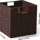 Set of 2 Hand-Woven Paper Rope Wicker Baskets, Storage Basket, Foldable Cube Storage Bins, Brown Storage Cubes, Square Baskets for Organizing Shelves Decor, 12x12x12in