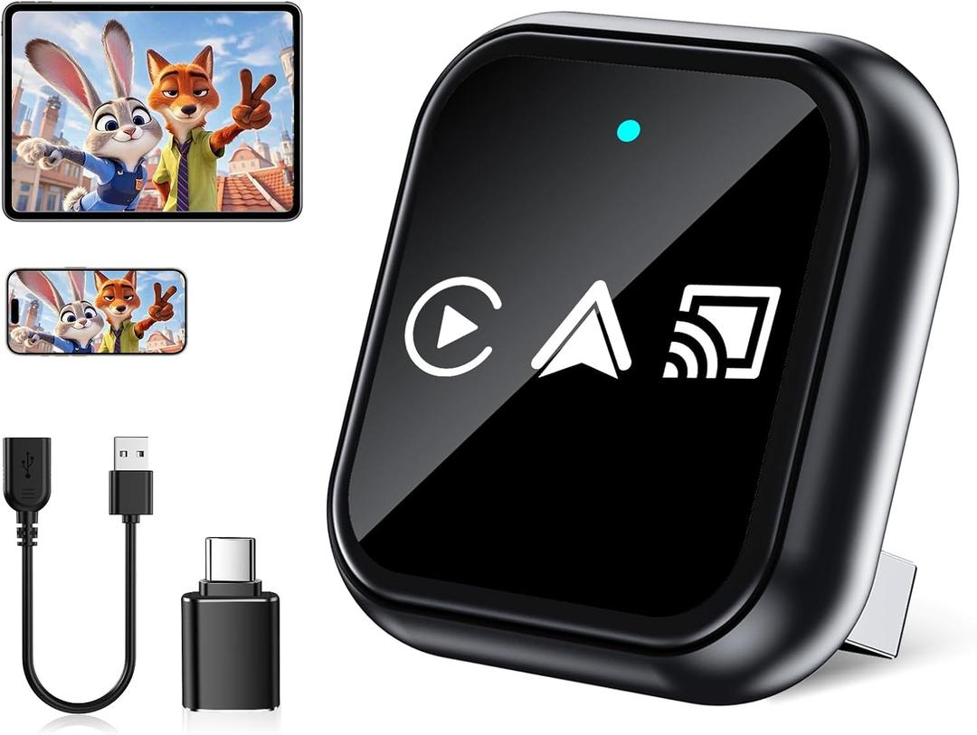2026 Upgrade 3 in 1 Screen Mirror iOS Phone, Wired to Wireless CarPlay Adapter, 5.0GHz Bluetooth 5.4 Dongle for OEM Wired CarPlayNot for Netflix/Hulu