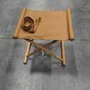 Vegan Soft Leather Solid Beech Wood Multipurpose Foldable Portable Foot Stool Vanity Stool or Freestanding Magazine Holder -Van Dyke Brown