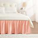 RIMELA Peachy Coral Bed Skirt King Size 15 Inch Drop, Elastic Bed Skirting for Bed Base and Frame, Bedding Dust Ruffle Easy to Install, Wrap Around Adjustable Bedskirt