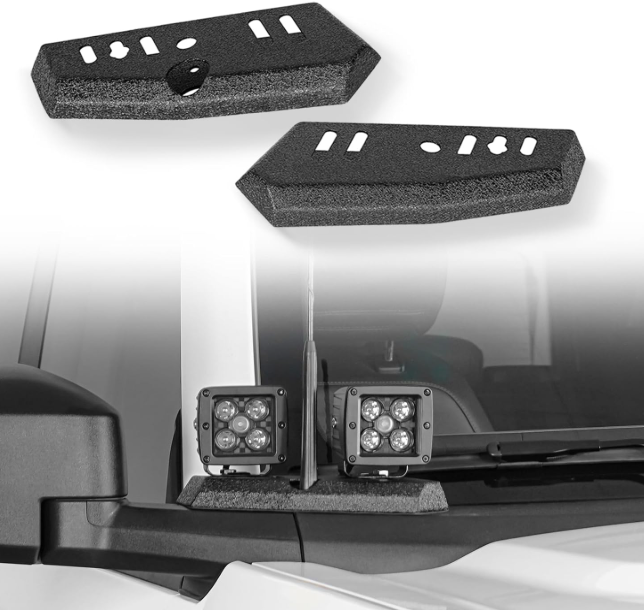 Hooke Road Bronco Ditch Light Brackets Dual A-Pillar Pod Light Mount for 2021-2025 Ford Bronco (1 Pair, Black)