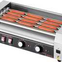 VEVOR Hot Dog Roller, 12 Hot Dog 5 Rollers, Stainless Steel Sausage Grill Cooker, 750W Hot Dog Machine with Dual Temp Control, Removable Oil Drip Tray, for Party Home Commercial
