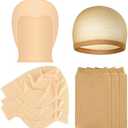 Bouiexye Bald Cap Halloween, 2Pcs Nylon Wig Caps 2Pcs Latex Makeup Bald Cap for Adults Women Men Costume Accessory for Theme Halloween Party Cosplay