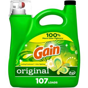 Gain Liquid Laundry Detergent, Original Scent, 154 fl oz, 107 Loads, Freshness + Odor Fighting, High Efficiency Washing Machine Liquid Cleaning Soap