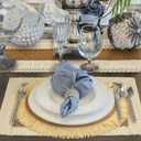 Xuhal 13 Pcs Boho Placemats and Table Runner Set Farmhouse Round/Rectangular Woven Placemats Cotton Macrame Table Runner 11.8 x 78.7 Inch Rustic Decor for Dining Kitchen Spring Tea Party