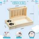 3 in 1 Rabbit Hay Feeder with Litter Box, Wood, Mess Proof, for Guinea Pig, Chinchillas, Hamster, Dwarf Rabbit