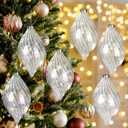 Sumind 6 Pcs 5.8" Glass Christmas Ornaments Hand Blown Glass Ornaments Crystal Balls DIY Clear Hanging Decorations with Metal Hook for Winter Xmas Tree Window Elegant Luxury Decor Gift(Swirl Style)