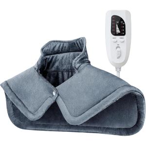 NIUONSIX Heating Pad for Neck and Shoulder Birthday Christmas Gifts for Women Men Mom Dad Weighted Heated Pad for Pain Relief 6 Heat Settings 2H Countdown (Dark Grey)