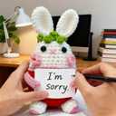 Personalized Gifts for Fathers Dad Women Men Mom- Blank Gift Cards-Emotional Support Handmade Crochet Bunny-Funny Gift Idea for Mothers Day Birthday Anniversary Retirement Graduation Wedding